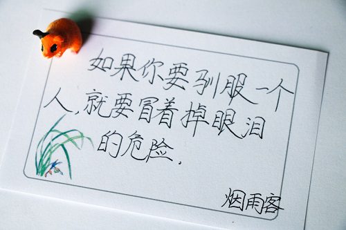 如果你要驯服一个人，就要冒着掉眼泪的危险。手写文字